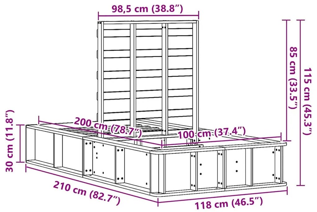 Estrutura da Cama Castanho 100 x 200 cm madeira