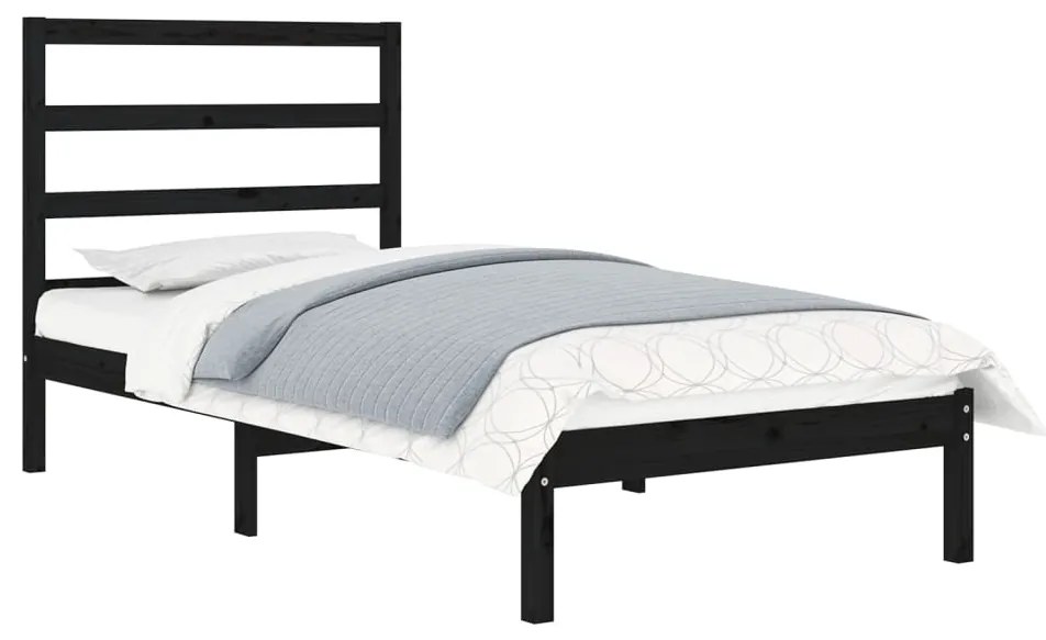 Estrutura cama pequena solteiro 75x190 cm madeira maciça preto