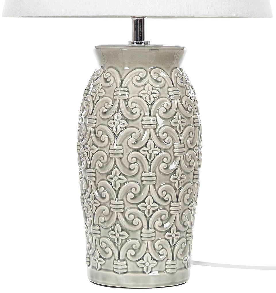Candeeiro de mesa de cerâmica cinzento claro e branco 48 cm KHOPER Beliani
