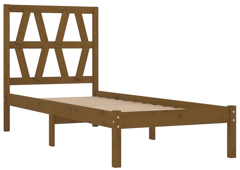 Estrutura de cama 100x200 cm madeira pinho maciço castanho mel