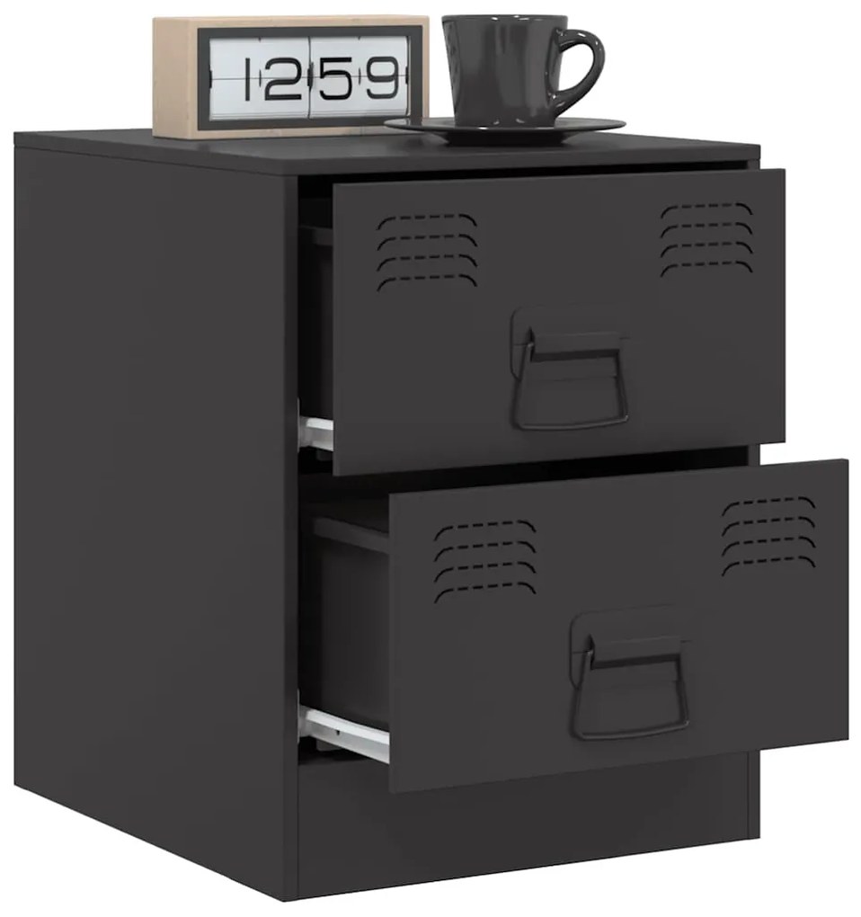Mesas de cabeceira 2 pcs 34,5x39x44 cm aço preto