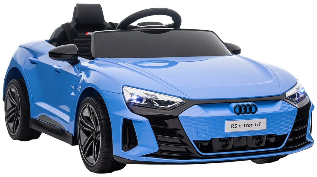 HOMCOM Carro Elétrico AUDI RS E-Tron GT 12V com 2 Motores Controlo Remoto Faróis LED Buzina Música USB 3-5km/h 103x58x41cm Azul