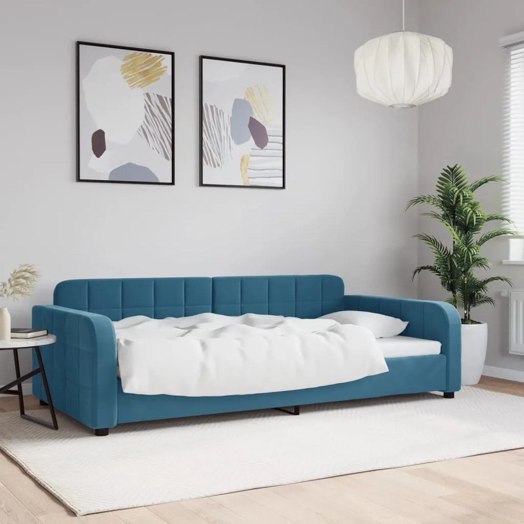 Sofá-cama 100x200 cm veludo azul