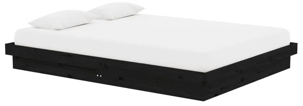 Estrutura de cama casal 135x190 cm madeira maciça preto