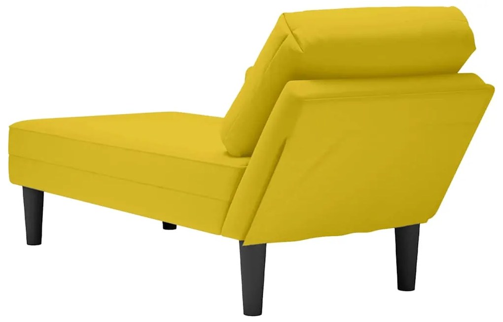 Chaise lounge c/almofada/apoio de braços direito veludo amarelo