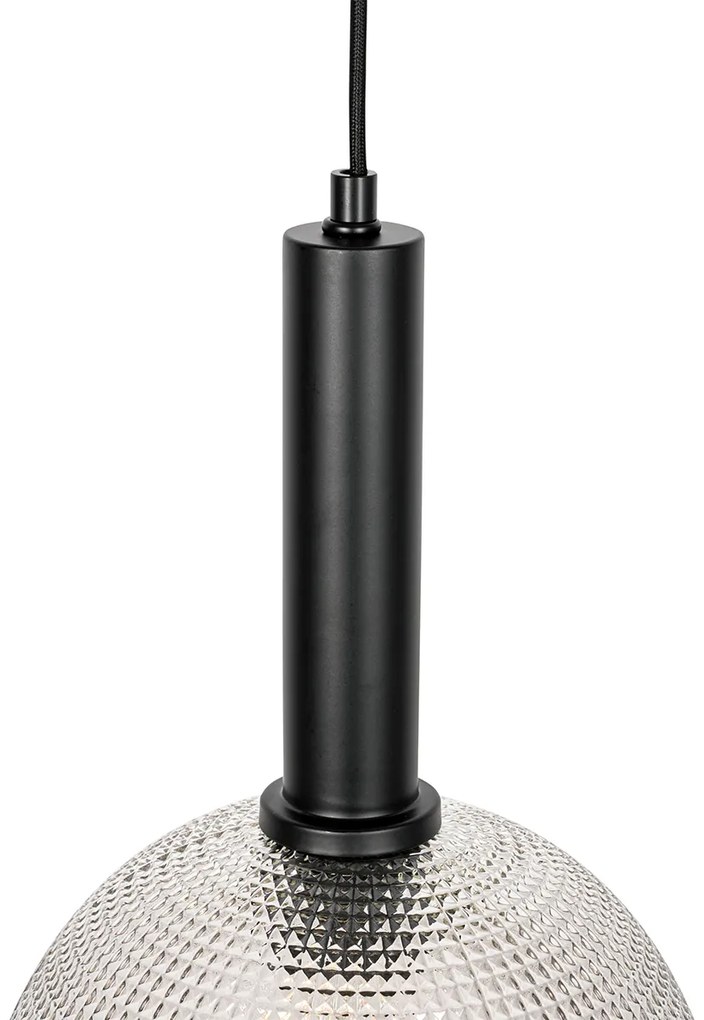 Candeeiro de suspensão design preto com vidro fumê - Chico Design
