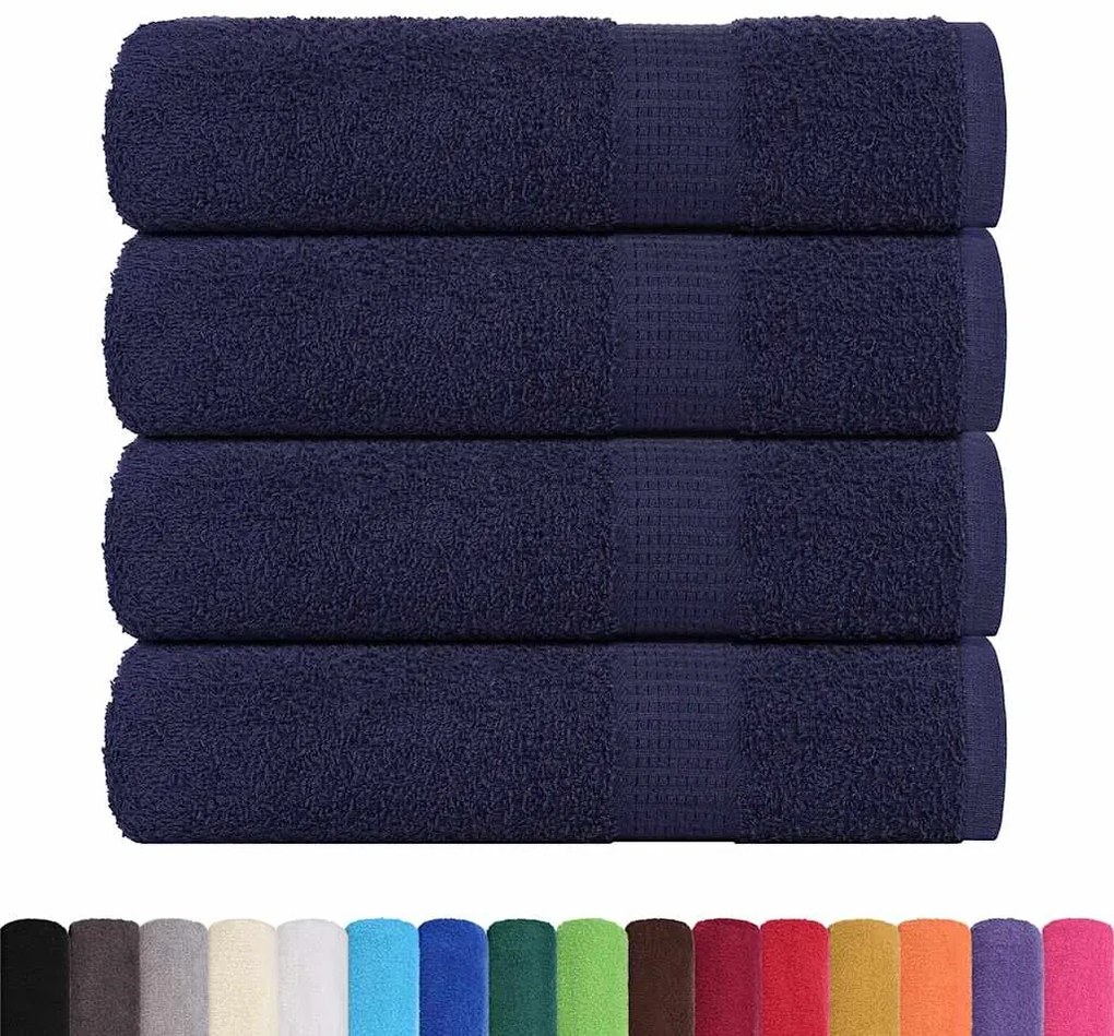 Toalhas banho 4 pcs 70x140 cm 360 gsm 100% algodão azul marinho