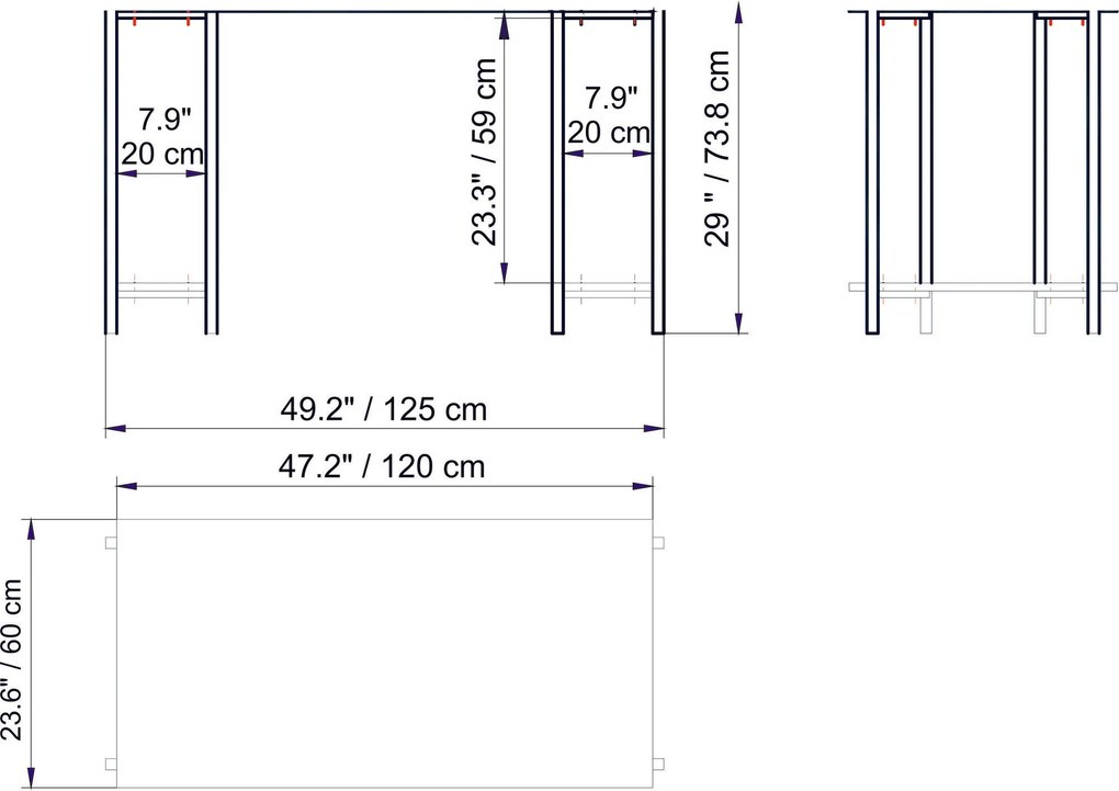 **** Secretária Reader – Branco – 125 x 73,8 x 60 cm

**