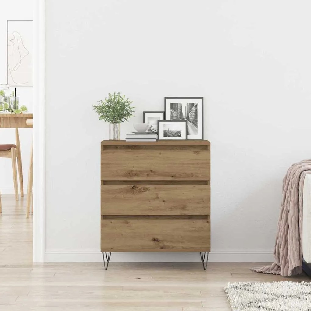 Sideboard vidaXL com Gavetas Carvalho Artesanal 60x35x70 cm Madeira de