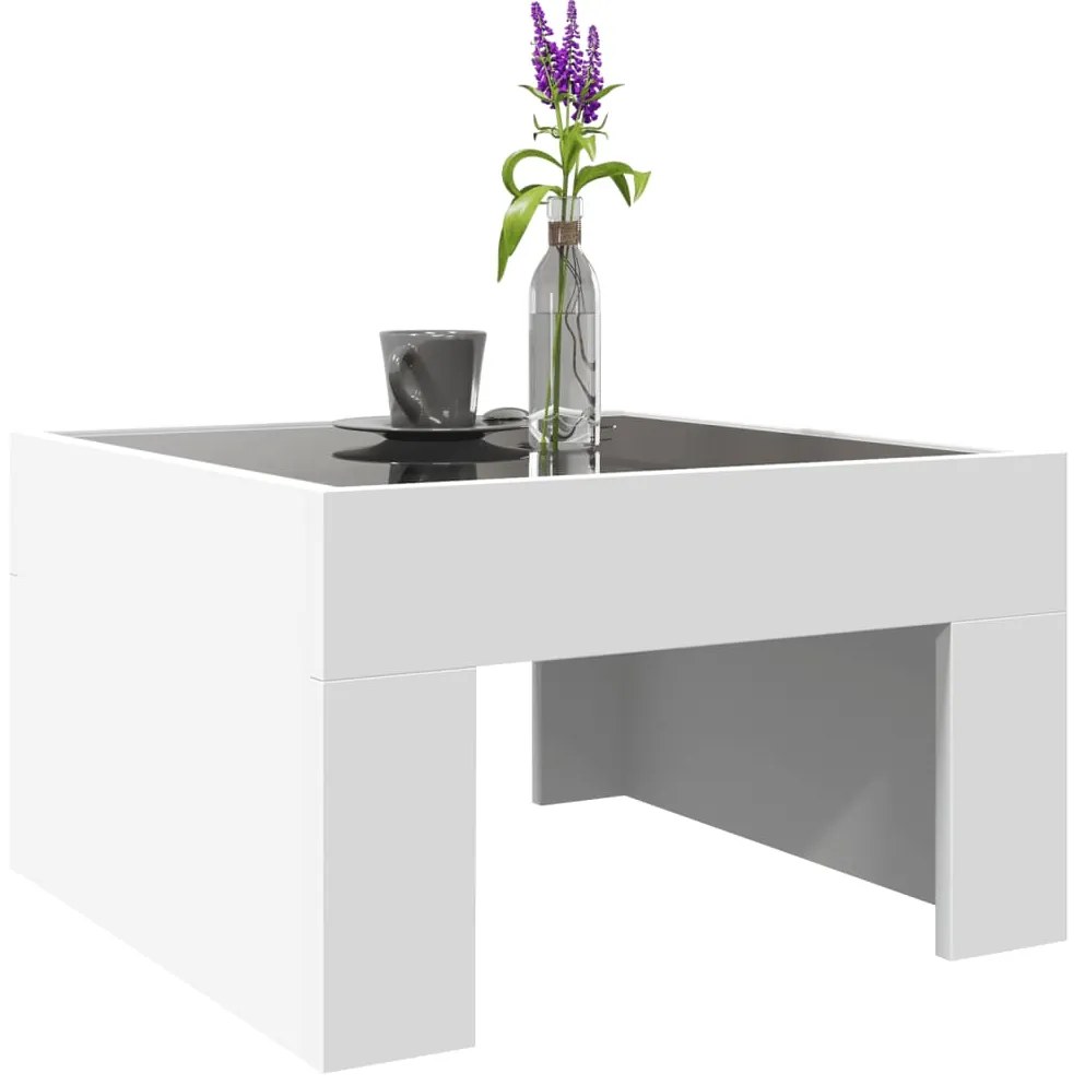 Mesa de centro luzes LED Infinity 50x50x30 cm branco