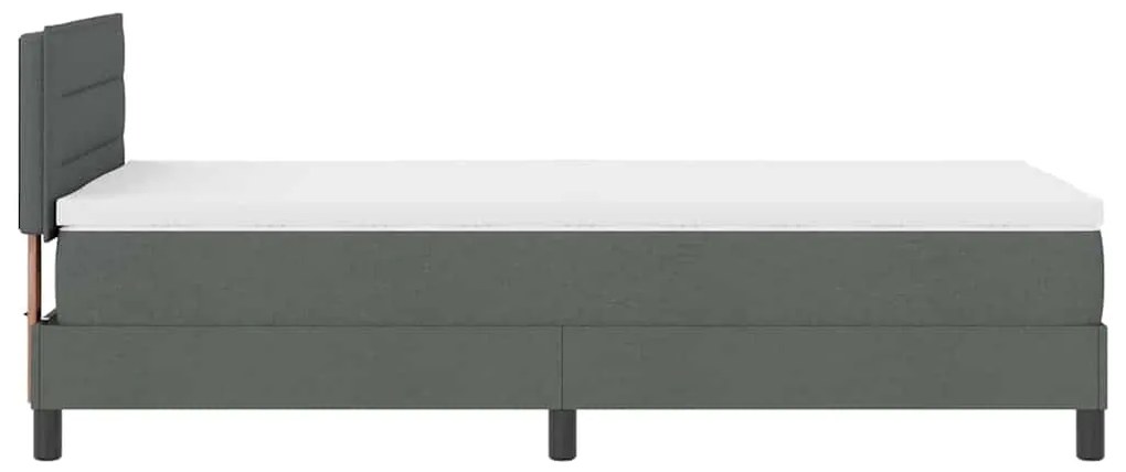 Cama Box Spring com Colchão &amp; LED Cinza Escuro 80x200 cm Tecido