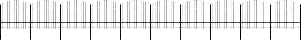 vidaXL Cerca de jardim com topo em forma de lança em aço 1781,5x175 cm, preta