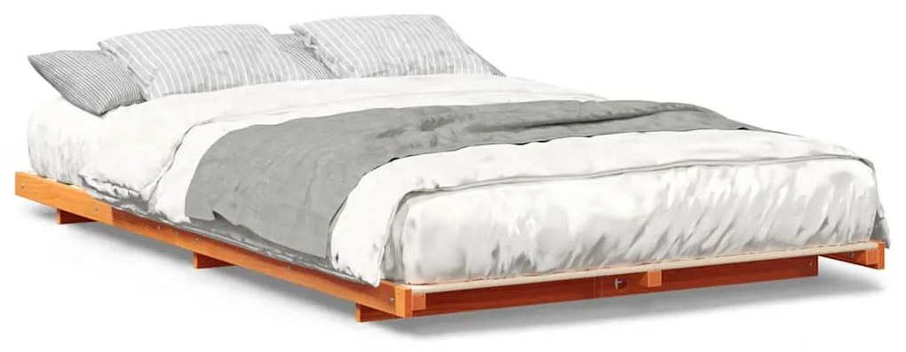 Estrutura de cama de chão Castanho-mel 140 x 190 cm