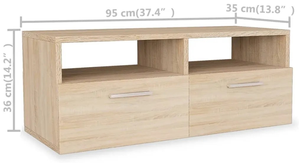 Móveis de TV 2 pcs aglomerado 95x35x36 cm cor carvalho