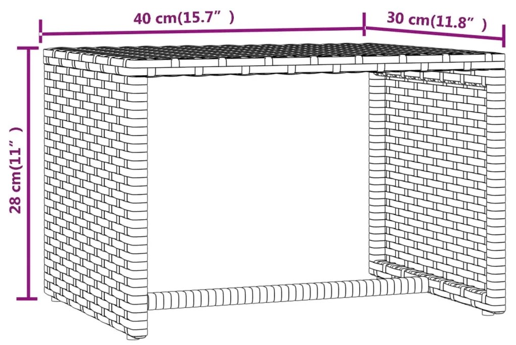 Espreguiçadeiras com mesa 2 pcs vime PE cinzento