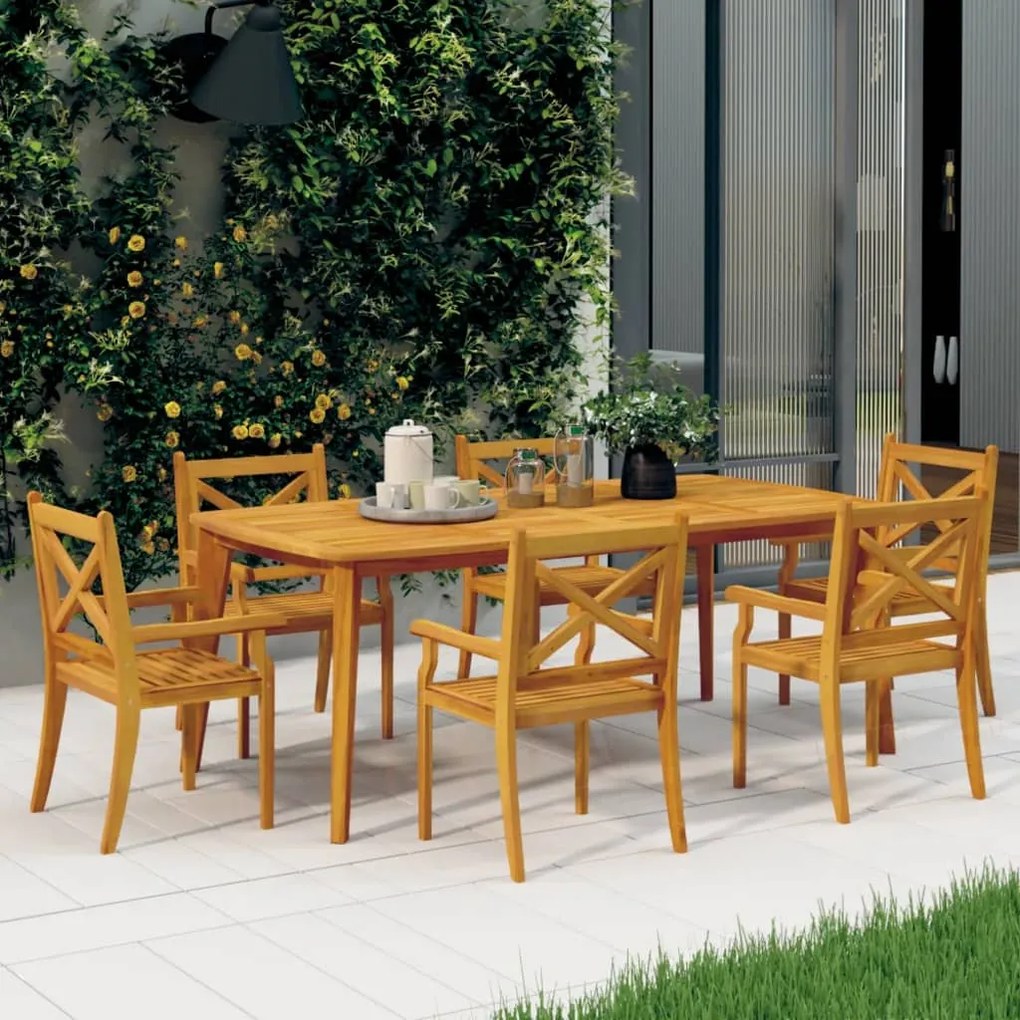 vidaXL Cadeiras jantar p/ jardim 6 pcs madeira de acácia maciça