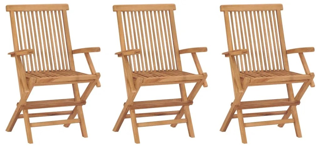 Cadeiras de jardim dobráveis 3 pcs madeira de teca maciça
