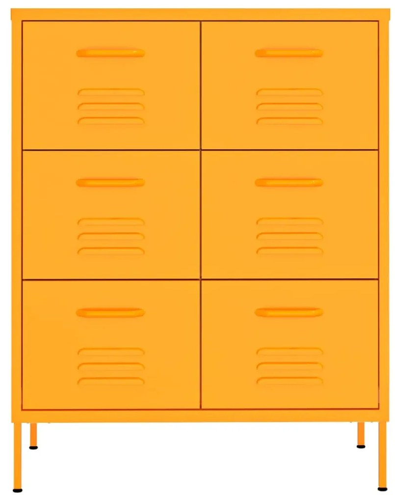 Armário com gavetas aço 80x35x101,5 cm amarelo mostarda