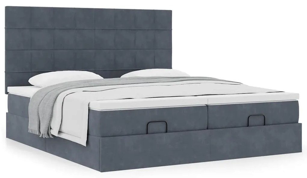 Estrutura cama otomana colchões 180x200 cm cinzento escuro