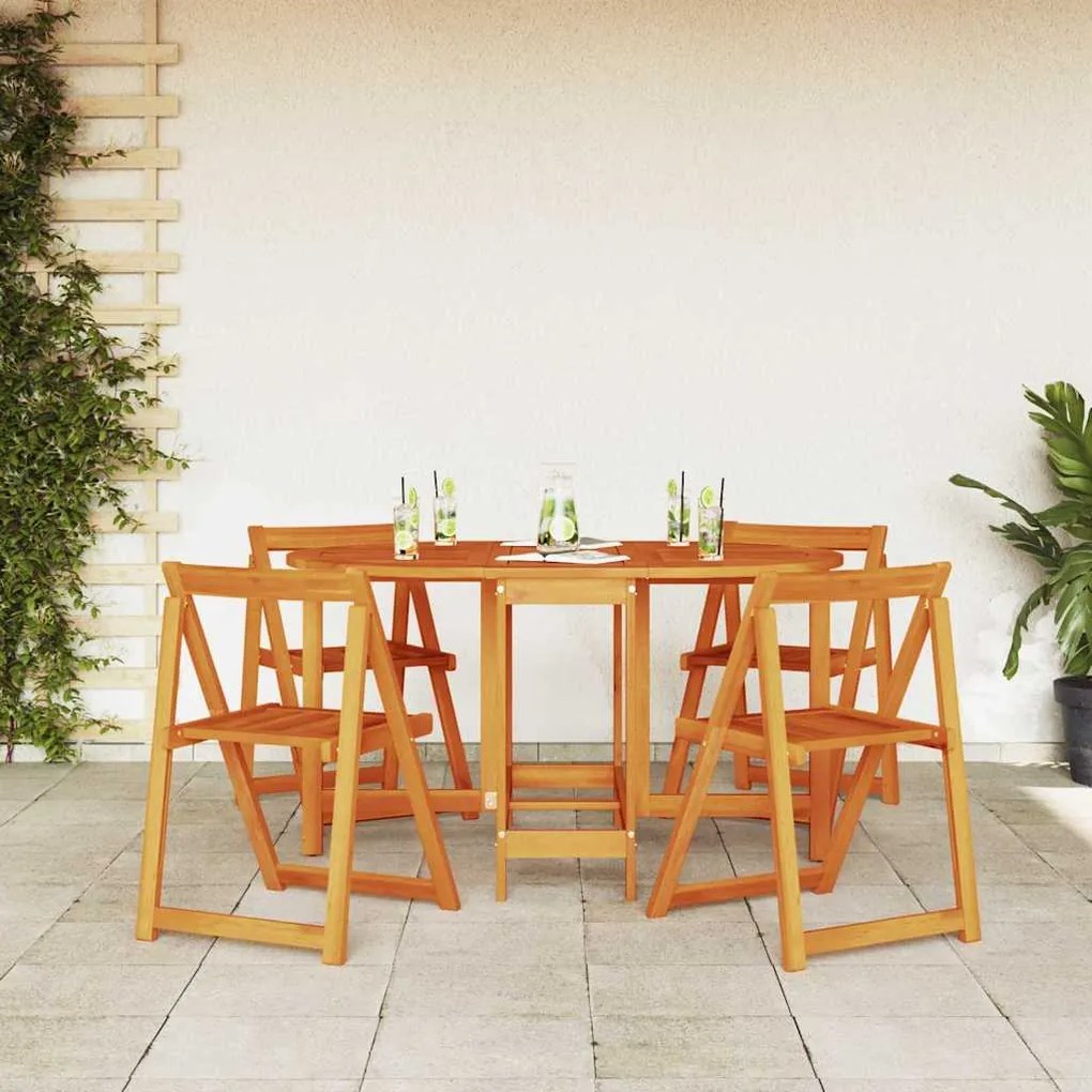 Conjunto de Jantar Butterfly de 5 Peças - Madeira Maciça de Acácia Dob
