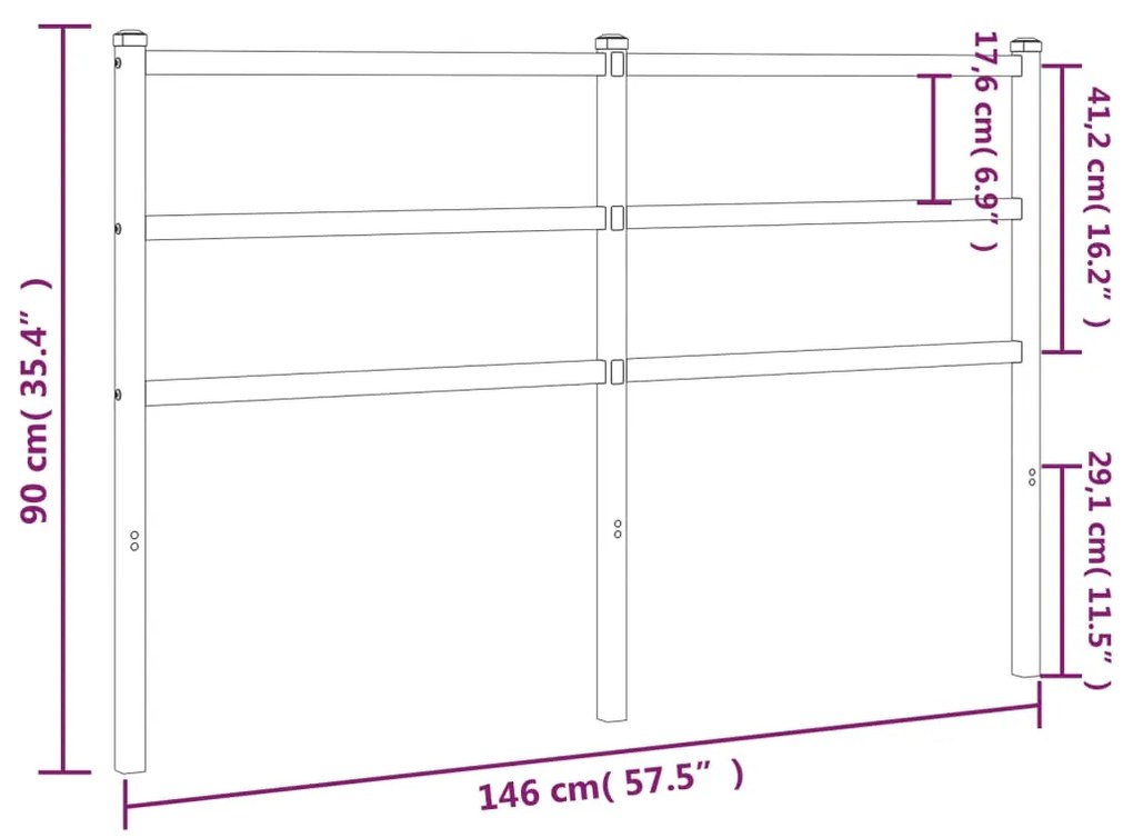 Cabeceira de cama 140 cm metal branco