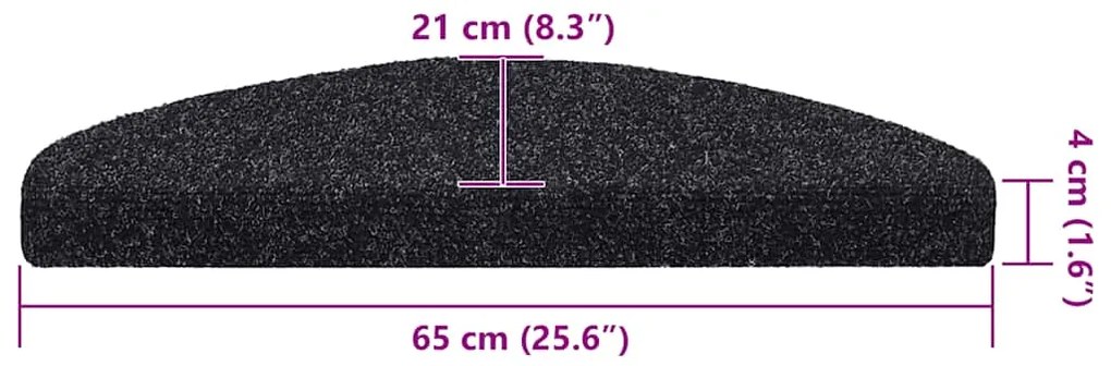 Tapetes de escada autoadesivos 30 pcs 65x21x4 cm preto