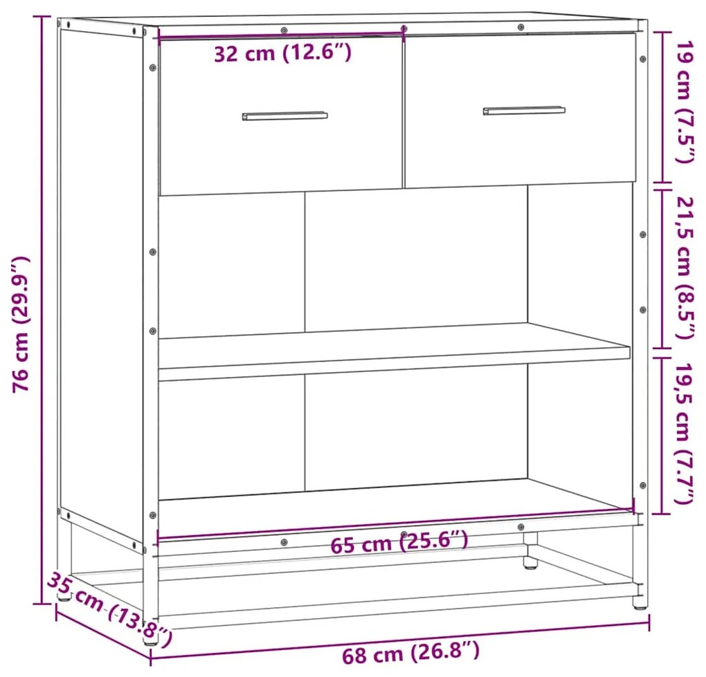 Aparador 68x35x76 cm deriv. de madeira cinzento sonoma