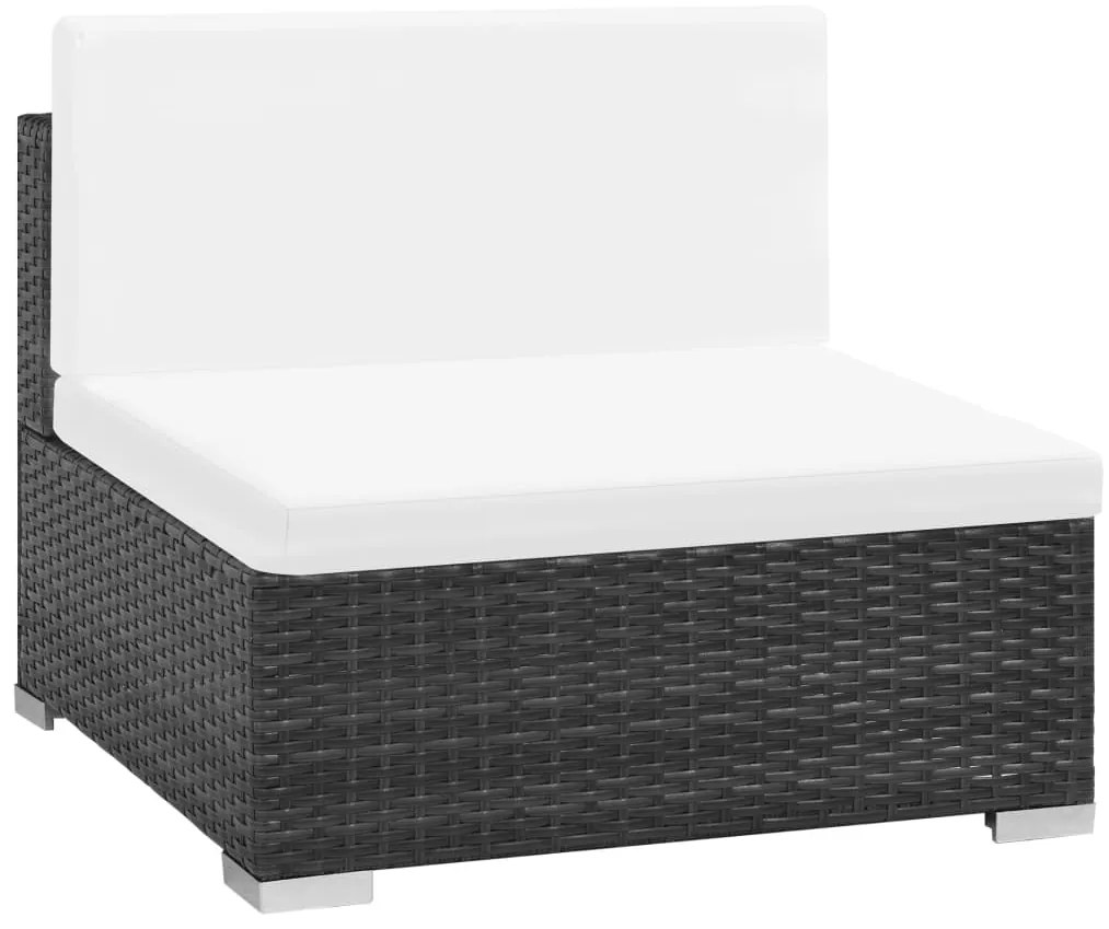 7 pcs conjunto lounge de jardim c/ almofadões vime PE preto