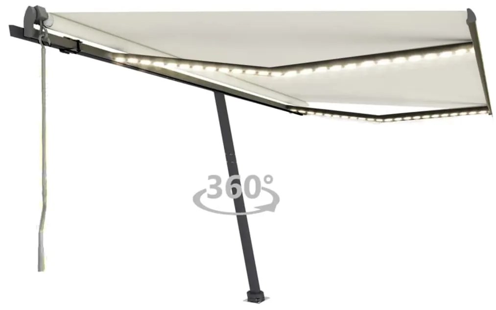 Toldo automático com LED e sensor de vento 450x300 cm creme