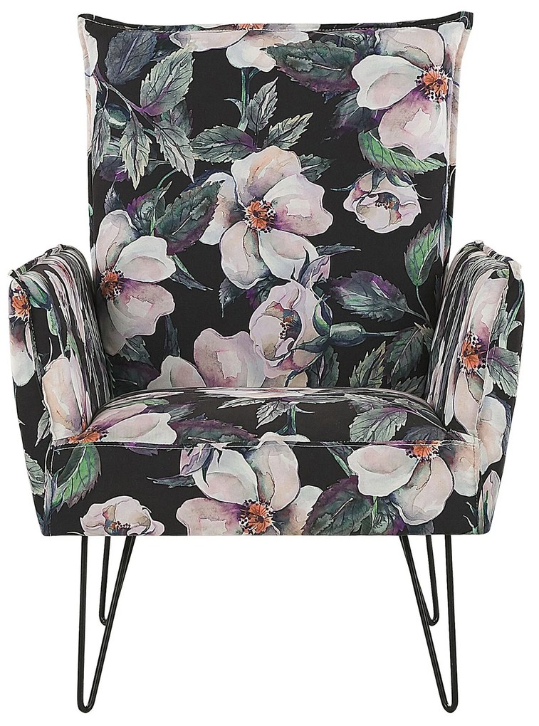 Poltrona estofada com padrão floral preto RIBE Beliani