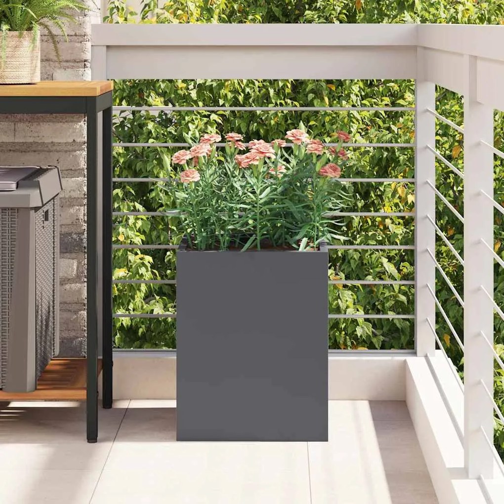 Vaso de Jardim Antracite 50 x 32 x 40 cm Aço laminado a frio