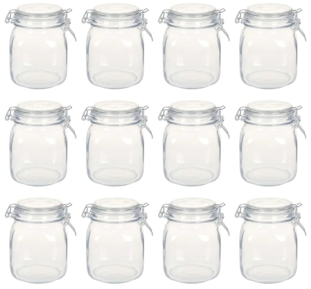 50823 vidaXL Frascos de vidro com fechos 12 pcs 1 L