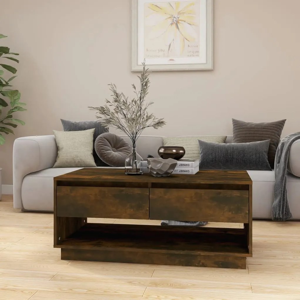 Mesa de centro 102,5x55x44 cm derivados madeira carvalho fumado