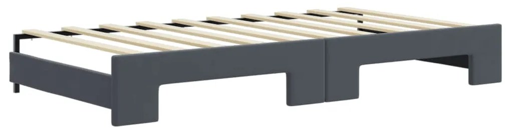 Sofá-cama c/ gavetão e colchões 90x190cm veludo cinzento-escuro