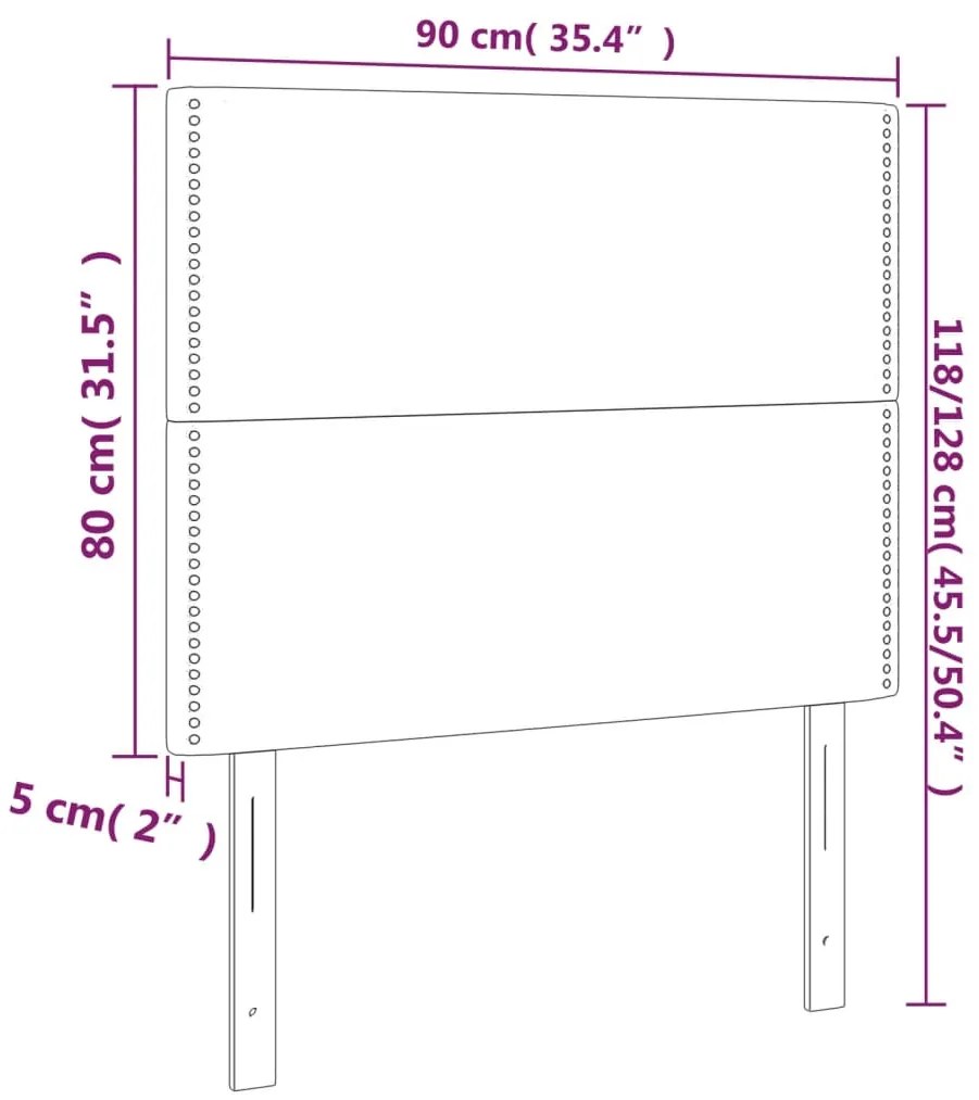 Cabeceira de cama 2 pcs tecido 90x5x78/88 cm preto