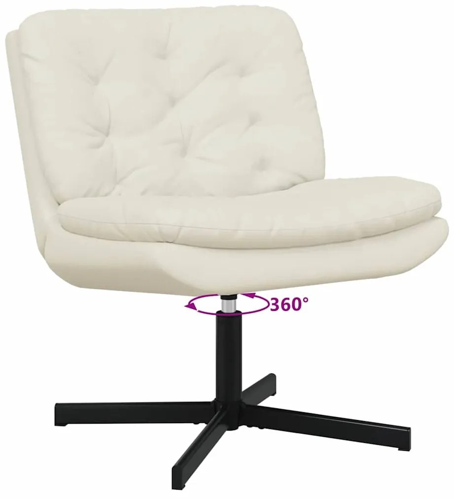 Cadeira Relaxante Giratória Creme 63 x 75 x 76 cm Veludo