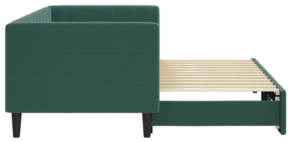 Sofá-cama com gavetão 80x200 cm veludo verde-escuro