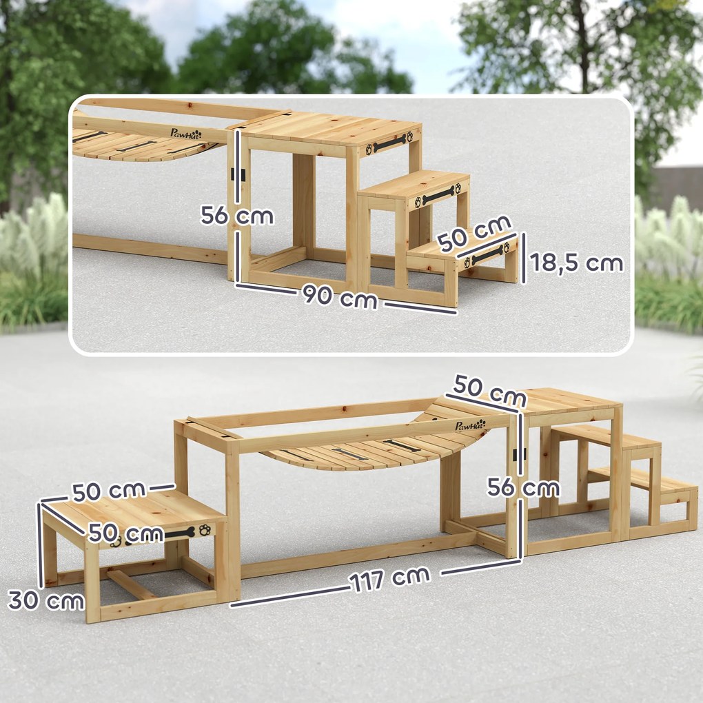 Equipamentos de treino de agilidade para cães - Conjunto de 3 peças de equipamento de agilidade para cães em madeira maciça natural