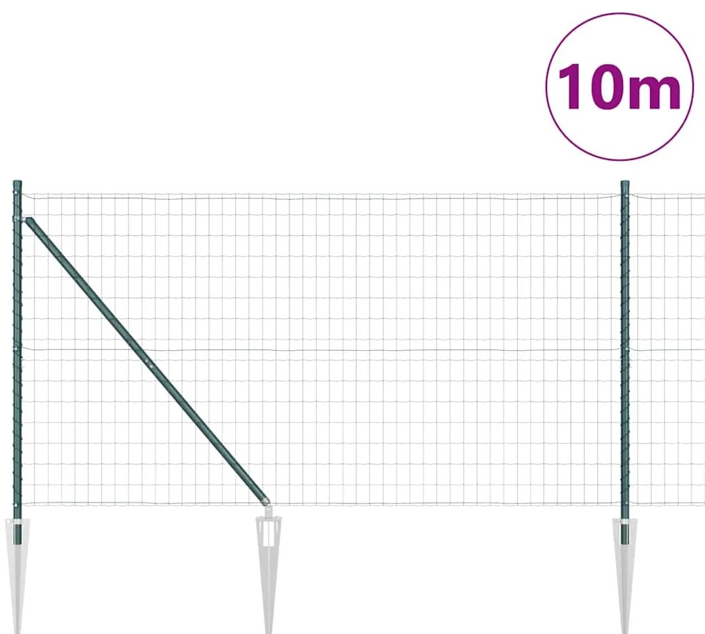 Cerca Euro da com 7 Postes de Espeto, 1,4x10 m, em Aço Galvanizado Ver