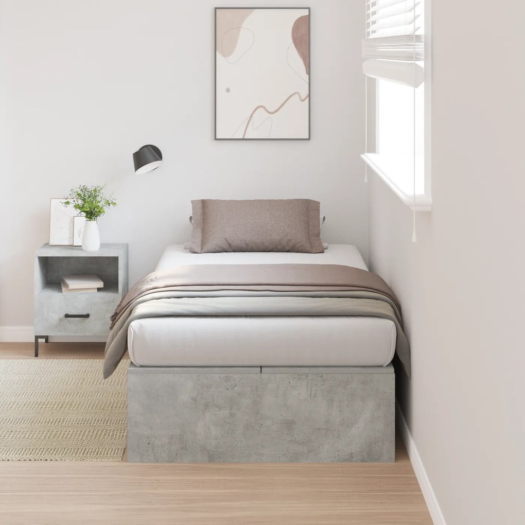 vidaXL Estrutura de Cama com Arrumação Cinza Betão 80x200 cm