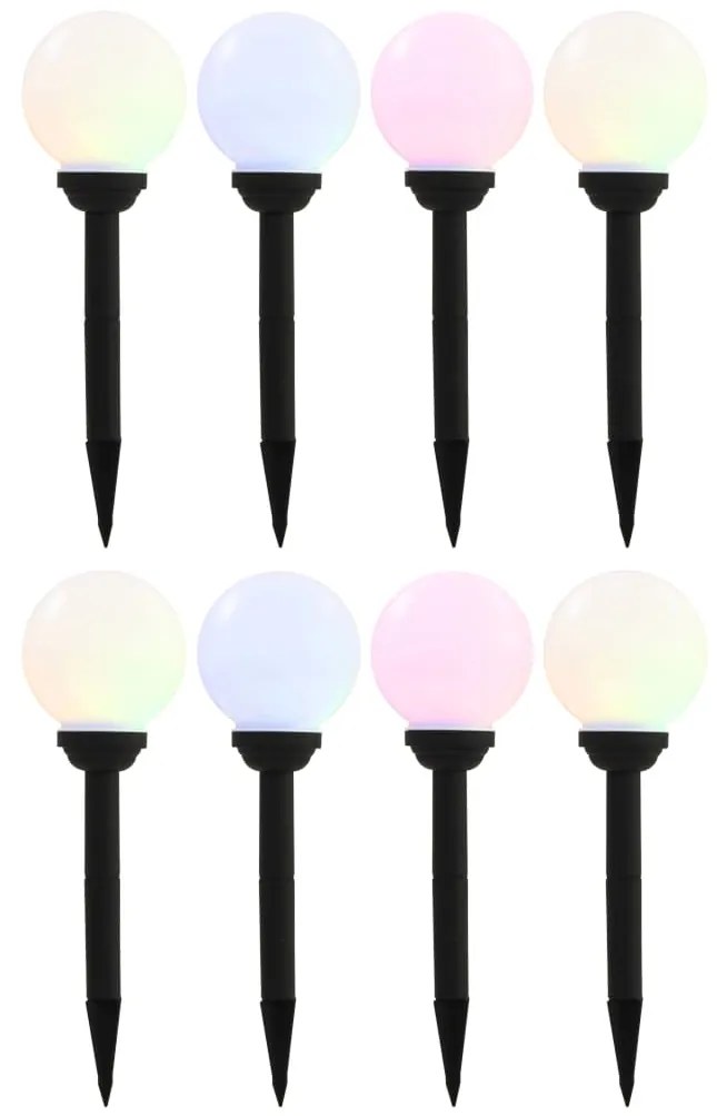 vidaXL Candeeiro solar de exterior LED 8 pcs esférico 15 cm RGB