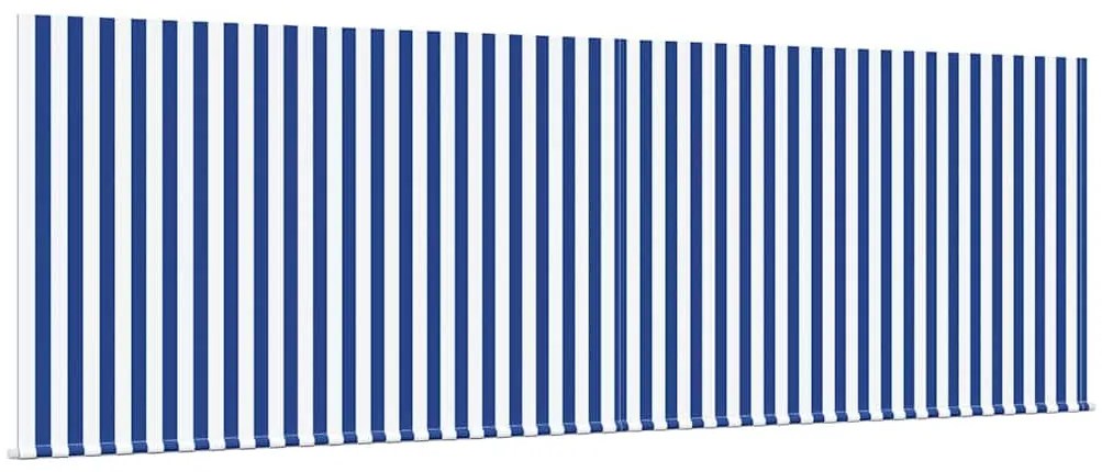 Toldo Retrátil Manual Listras Azuis e Brancas 400 × 300 cm