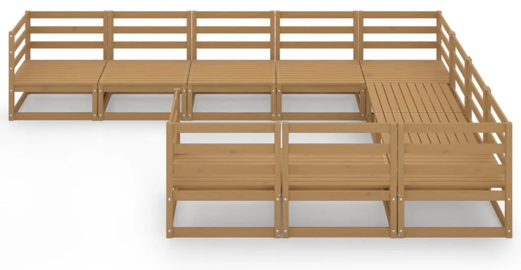 10 pcs conjunto lounge de jardim pinho maciço