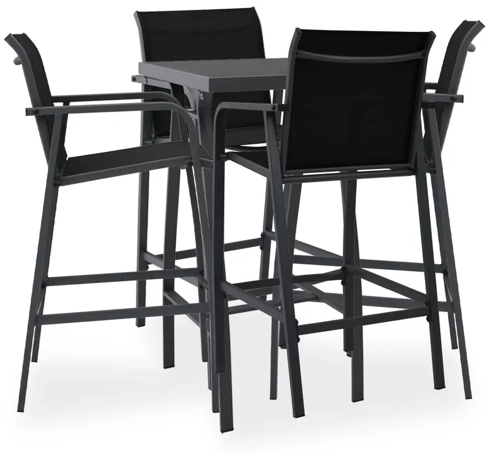vidaXL 5 pcs conjunto de bar para jardim preto