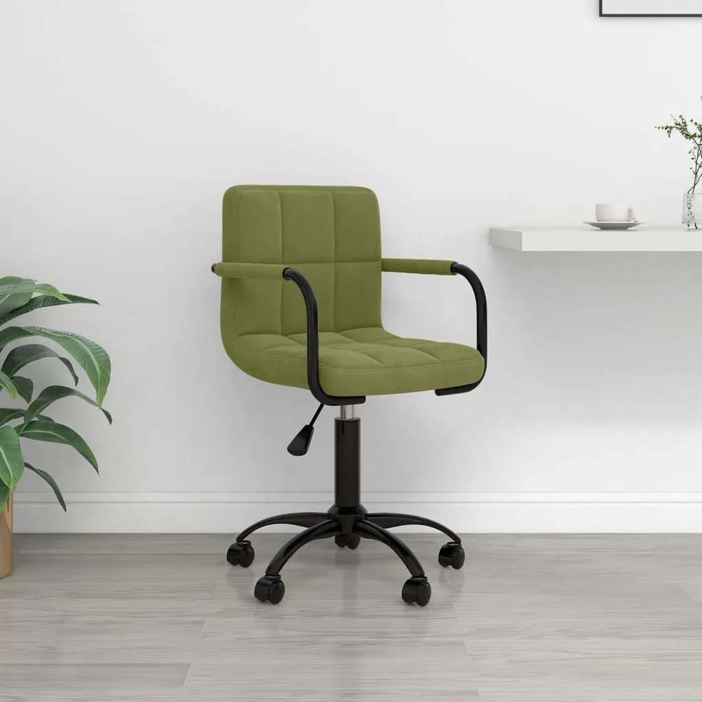 vidaXL Cadeira de escritório giratória veludo verde-claro