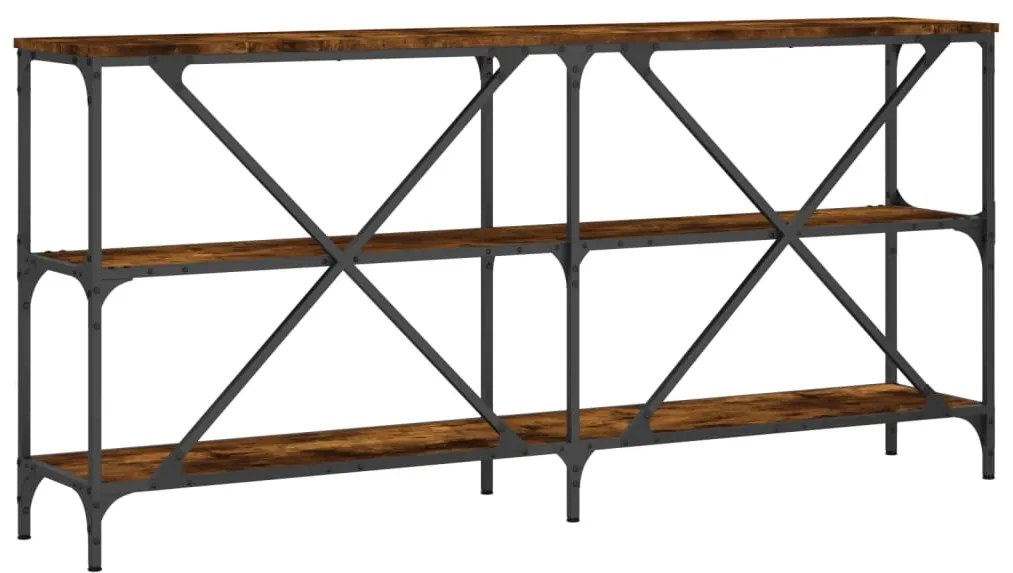 Mesa consola 160x30x75 cm deriv. madeira/ferro carvalho fumado