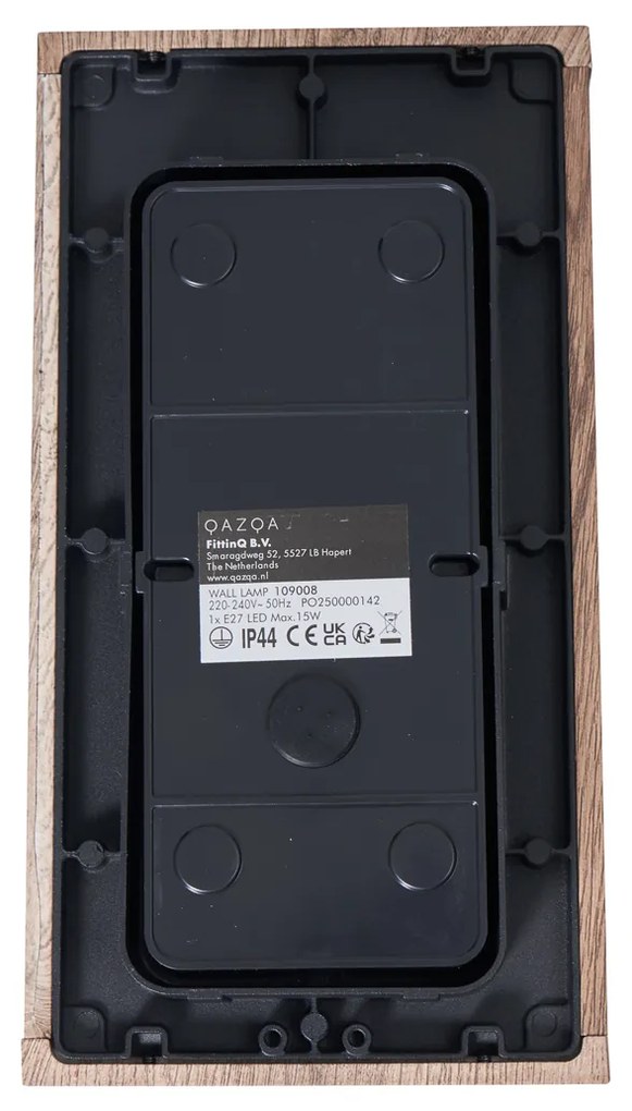 Candeeiro de parede industrial impressão de madeira 26 cm IP44 - Charlois