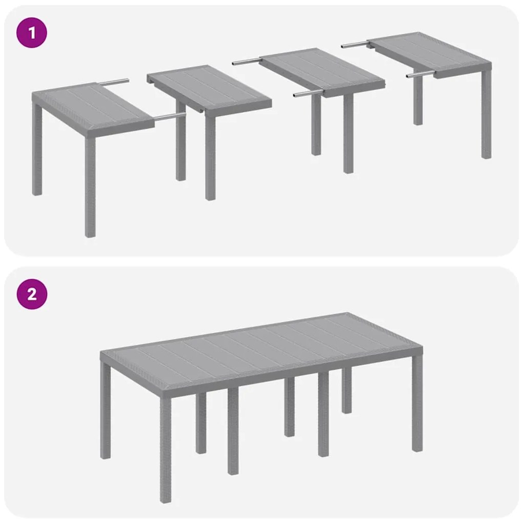Conjunto de Jantar para Jardim 7 pcs Cinzento-claro