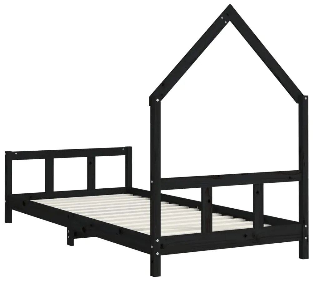 Estrutura de cama infantil 90x190 cm pinho maciço preto