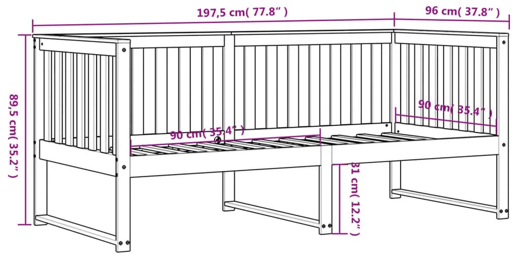 Sofá-cama sem colchão 90x190 cm madeira de pinho maciça branco